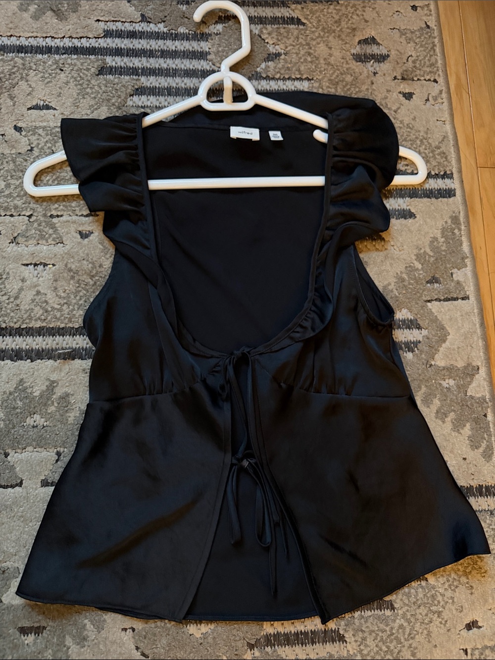 Aritzia Black Ruffle Tie-Front Camisole